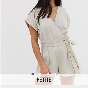 Noisy may petite linen button detail playsuit